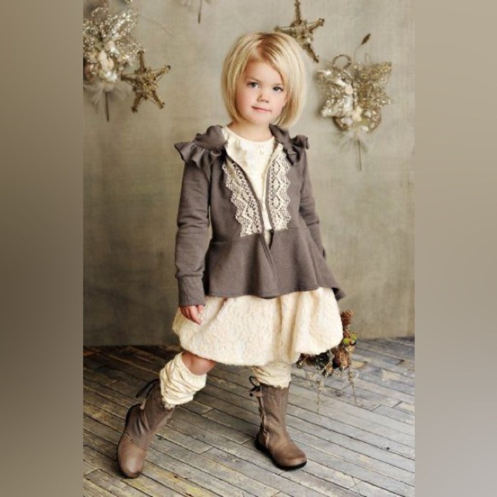 Persnickety Lace Victoria Grey Ruffle Hooded Jacket